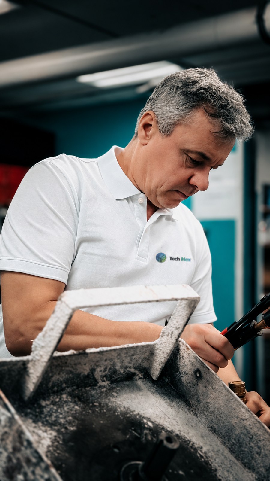 Técnico de Tech Nex instalando equipos HydroNet en planta
